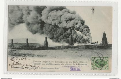 Incendie des établissements de pétrole de Bibi-Etatte. *