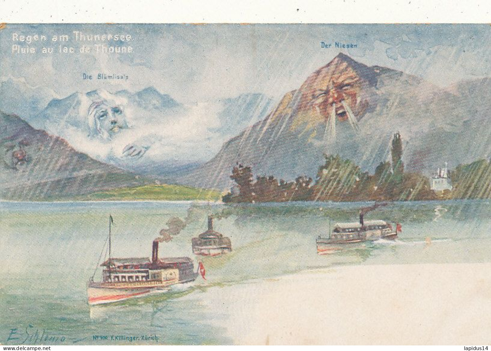 B C  906   C P A    ZURICH - PLUIE AU LAC DE THOUNE