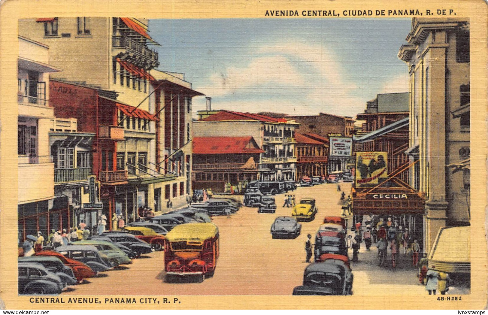 B013 Panama Central Avenue Panama City Cars vintage postcard