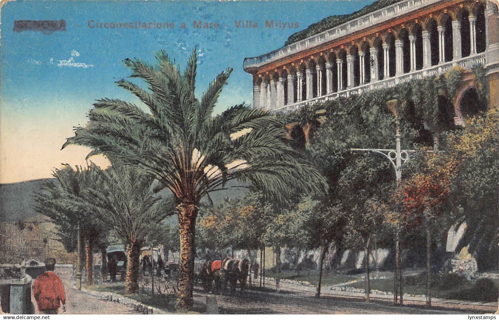 B027 Italy Genova Genoa Circovallazione a Mare Villa Milyus vintage postcard
