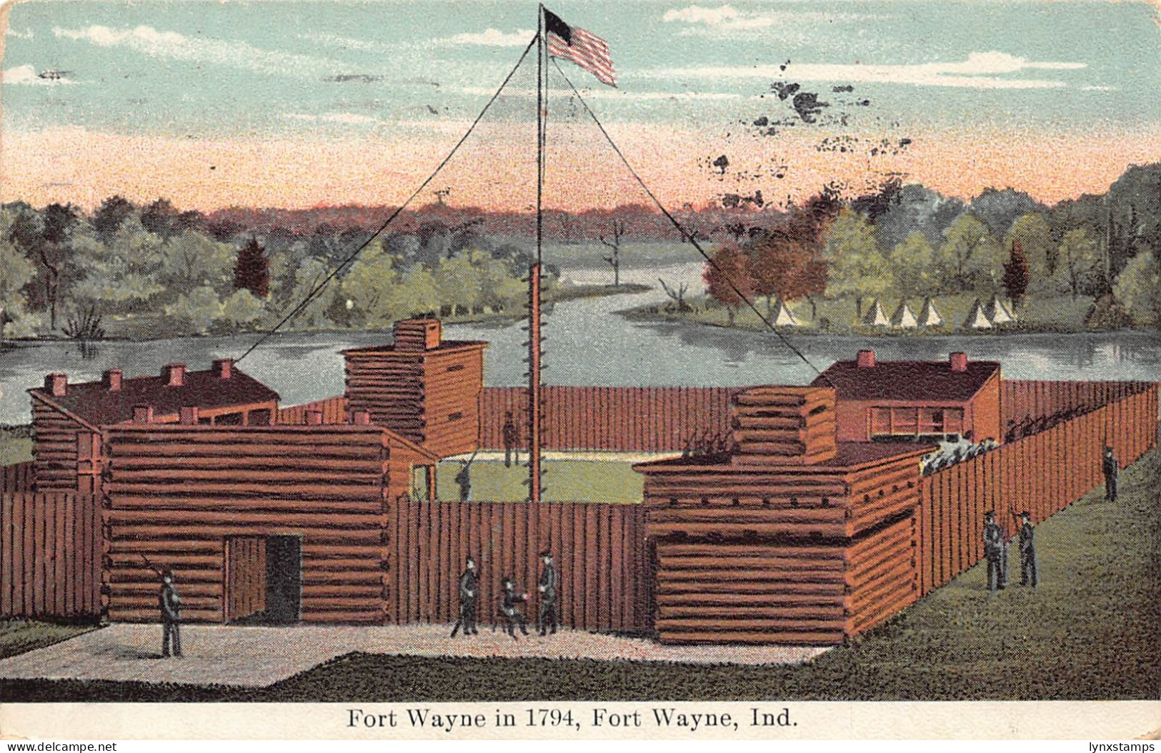 B029 US 1914 Fort Wayne in 1794 Indiana vintage postcard