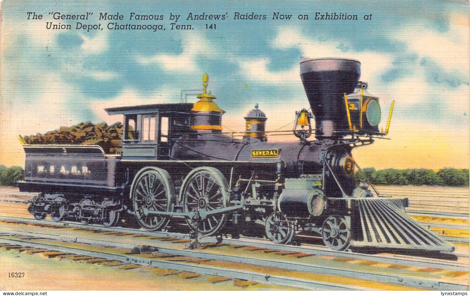 B039 US Chattanooga Tennessee The General Steam Train Locomotive postcard