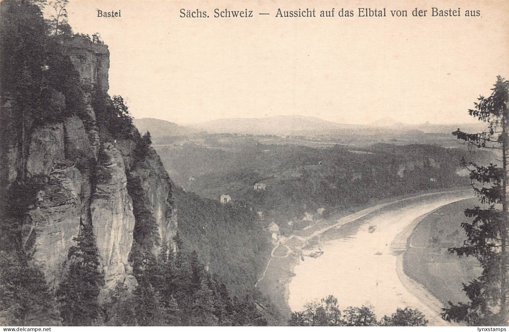 B072 Germany Bastei Saechs Schweiz Aussicht auf Elbtal von Bastei postcard