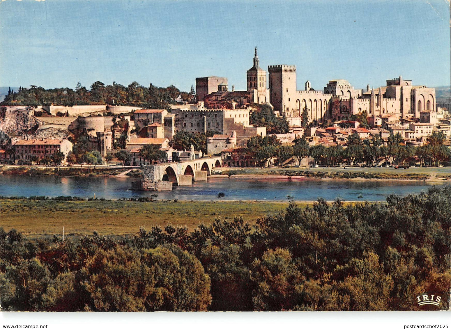 B109831 France Avignon Le Rhone Le Pont St-Benezet, Le Palais des Papes