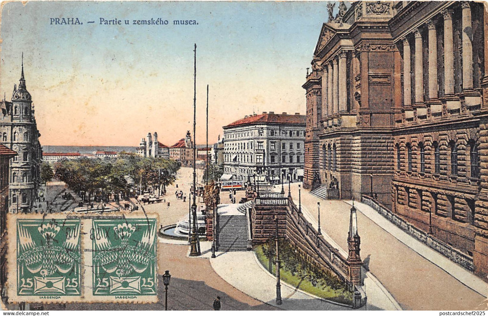 B13091 Czech Praga Praha Partie u Zemskeho musea