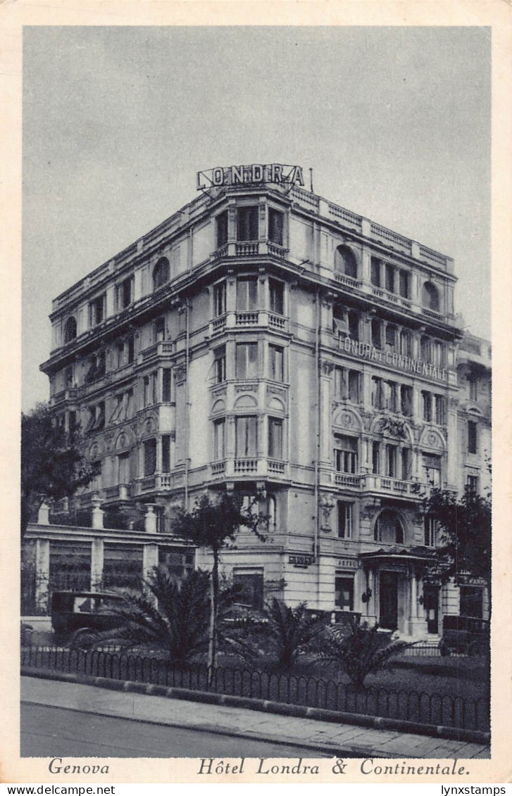B147 Italy Genova Genoa Hotel Londra and Continentale vintage postcard