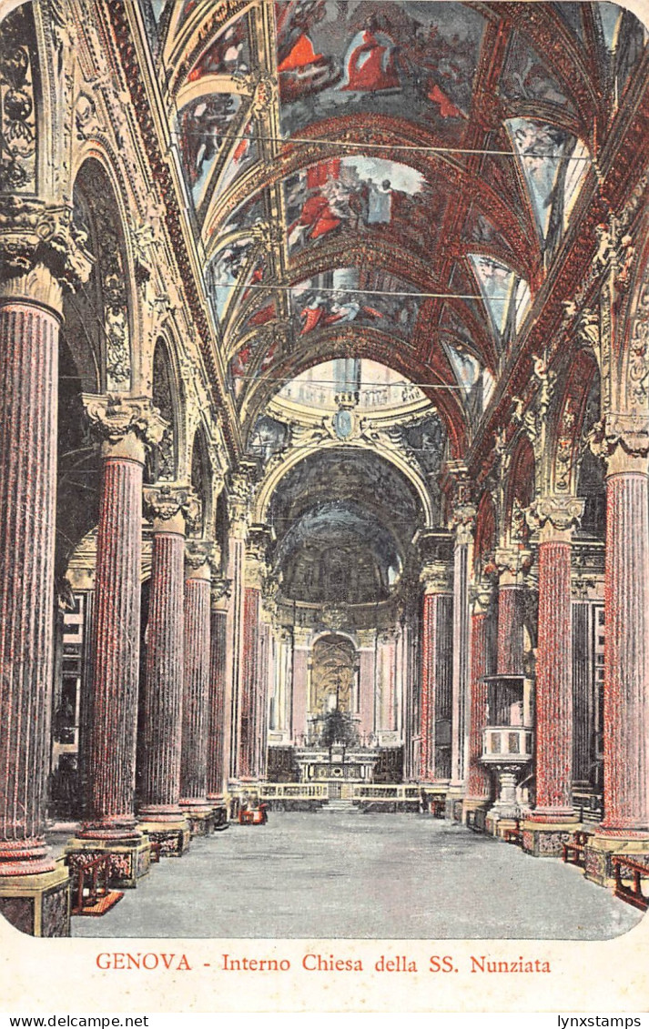 B147 Italy Genova Genoa Interno Chiesa della SS Nunziata Church vintage postcard