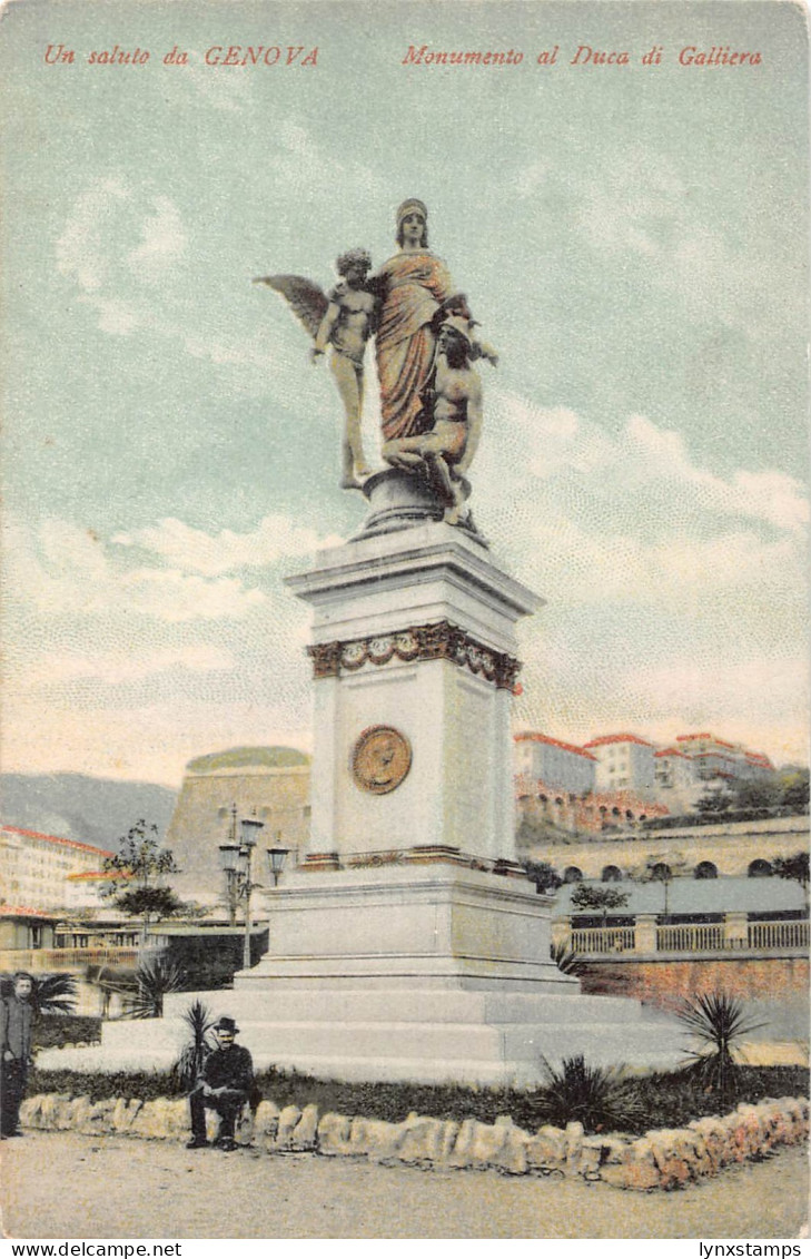 B147 Italy Genova Saluto da Genoa Monumento al Duca di Galliera postcard