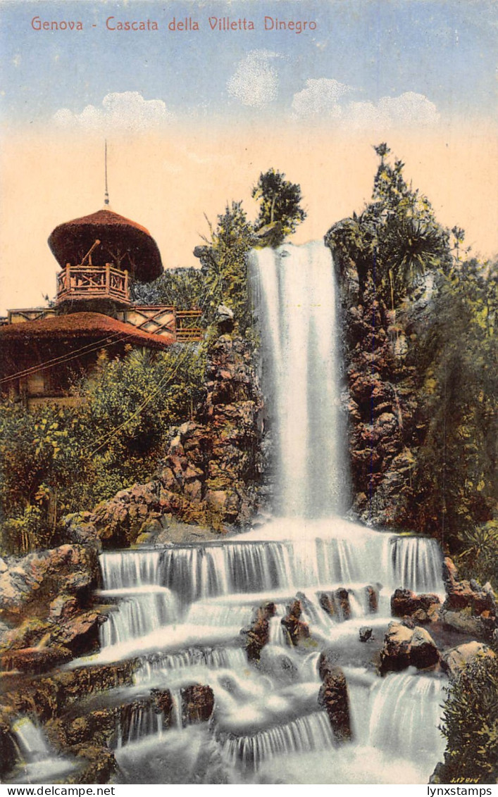 B148 Italy Genova Genoa Cascata della Villetta Dinegro Waterfall postcard