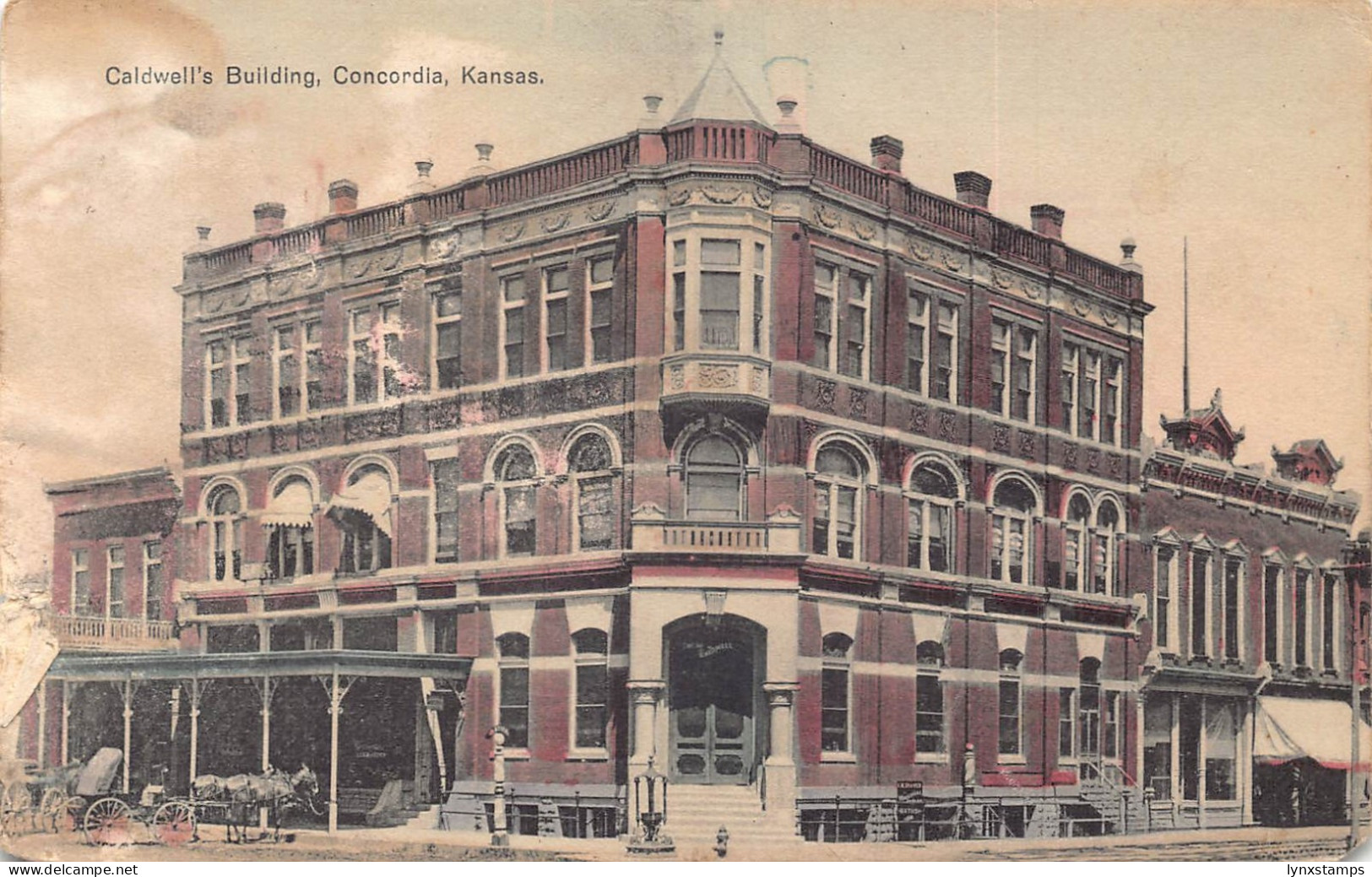 B184 US 1909 Caldwell's Building Concordia Kansas vintage postcard