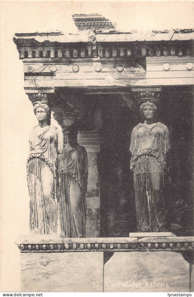B220 Greece Caryatides Athens Statues vintage postcard