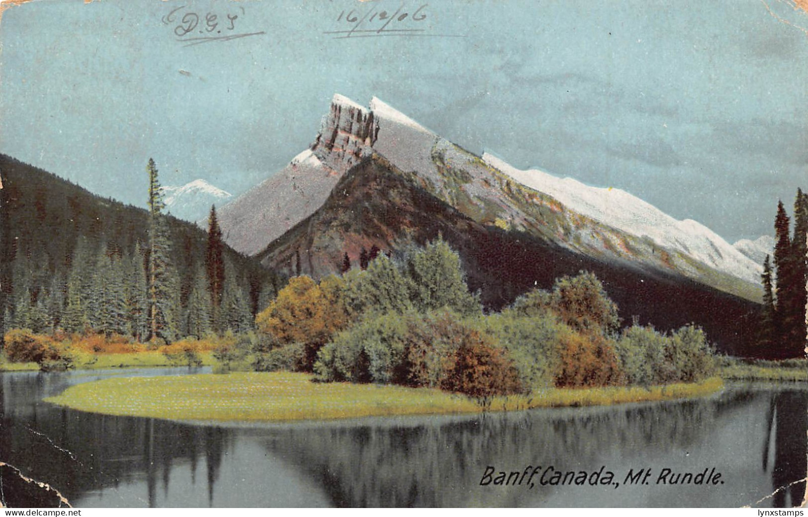 B237 Canada 1906 Banff Canada Mt Rundle vintage postcard