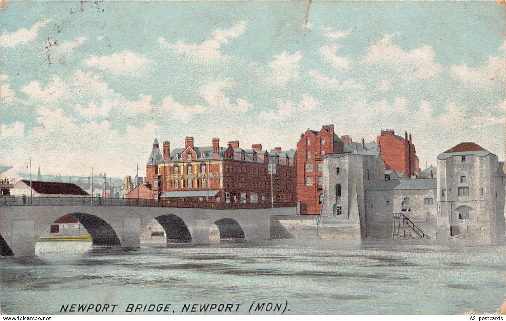 B282 Wales 1906 Newport Bridge Newport Mon vintage postcard