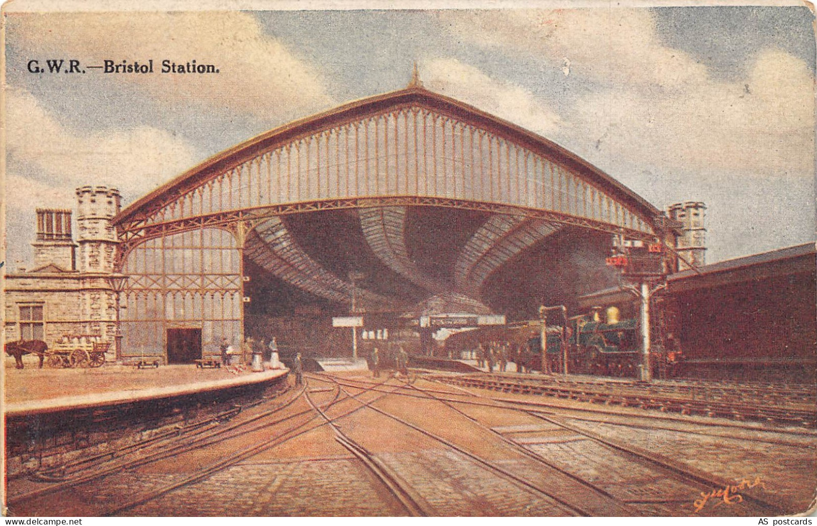 B285 England GWR Bristol Station Train Station Railway postcard