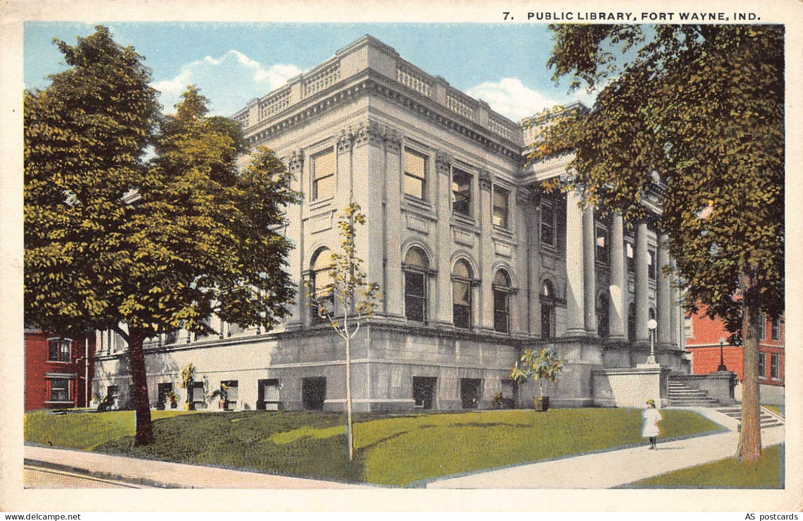 B313 US Public Library Fort Wayne Indiana vintage postcard
