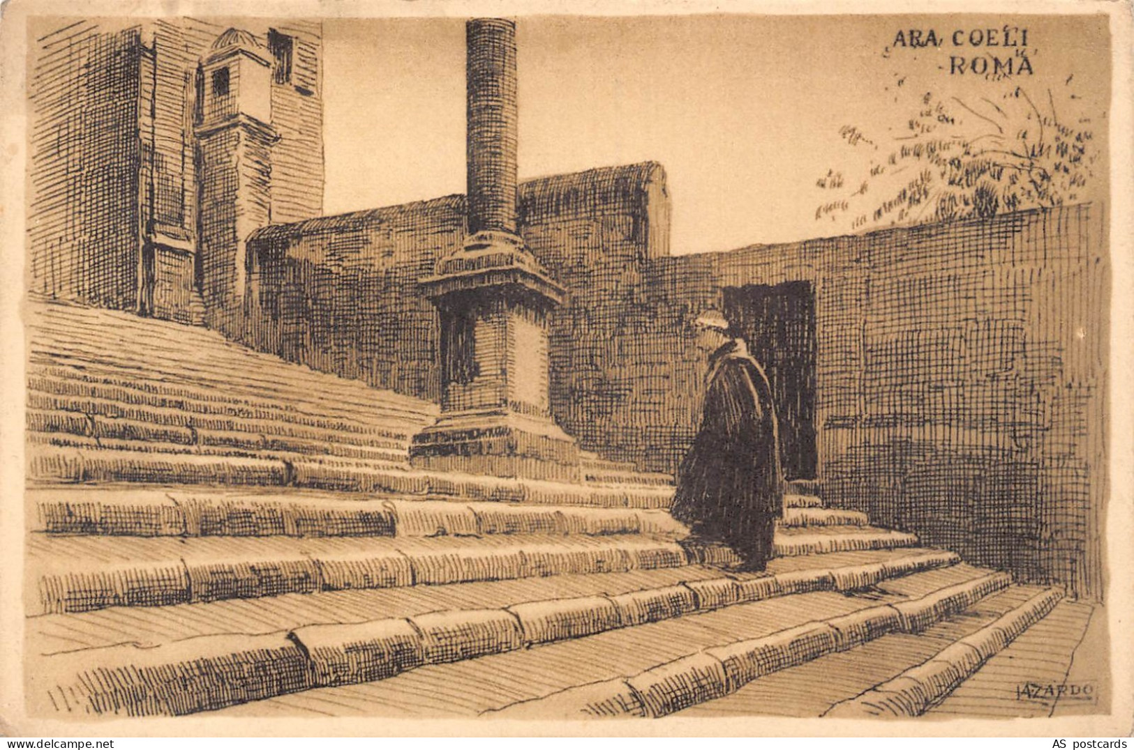 B331 Italy Ara Coeli Roma Rome Art vintage postcard