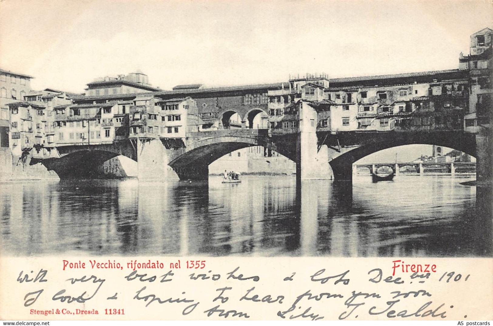 B331 Italy Firenze Florence Ponte Vecchio Bridge vintage postcard