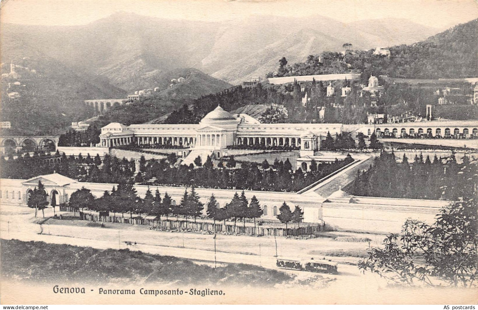 B343 Italy Genova Genoa Panorama Camposanto Staglieno postcard