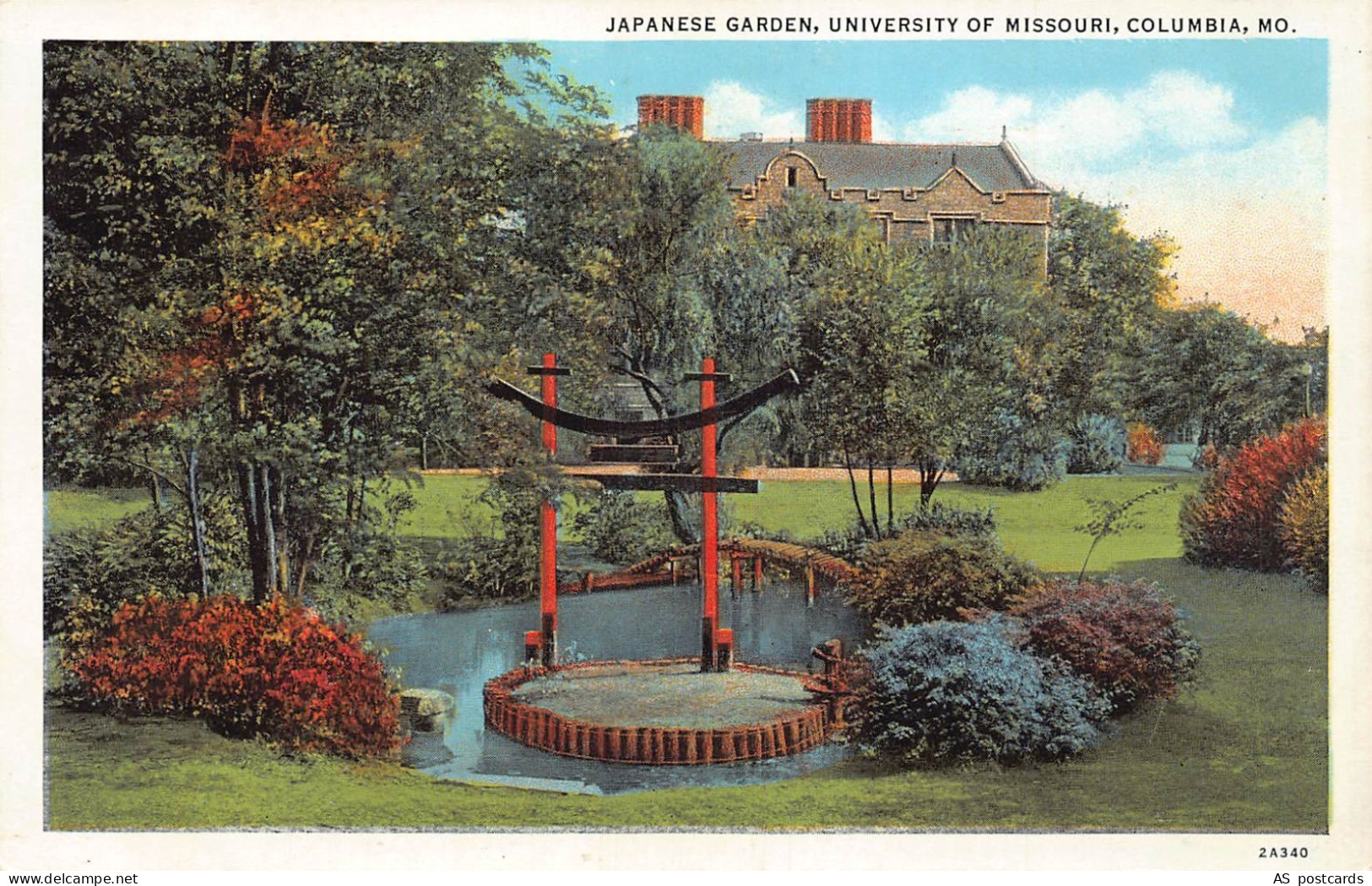 B358 US Columbia Missouri Japanese Garden Univeristy postcard