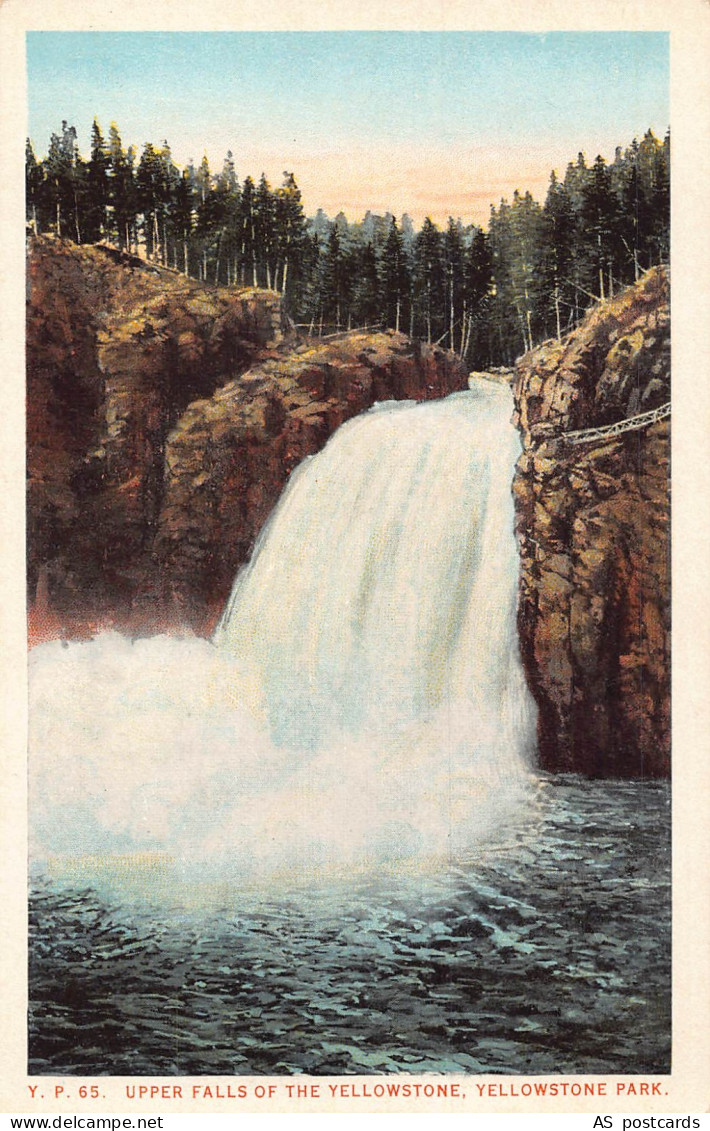 B359 US Yellowstone Park Upper Falls of the Yellowstone vintage postcard