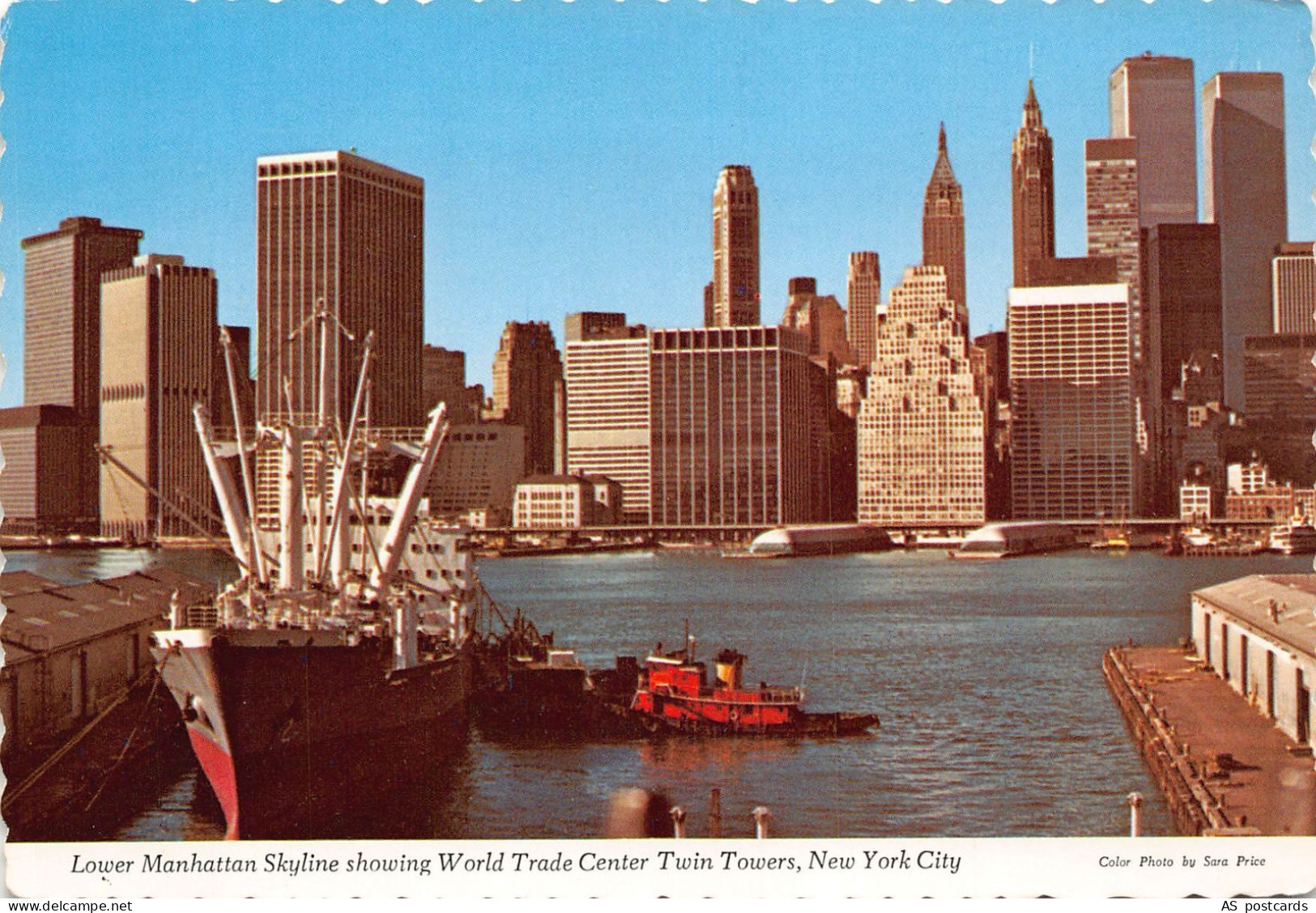 B361 US New York City Lower Manhattan Skyline World Trade Center postcard