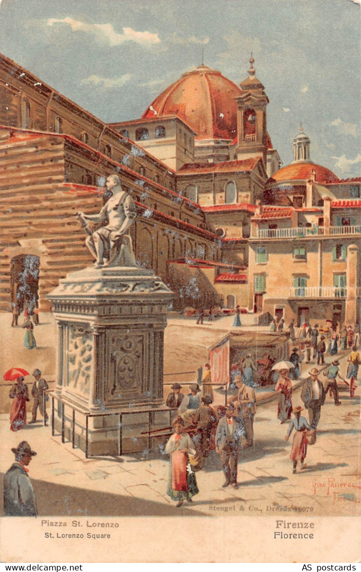 B374 Italy Firenze Florence St Lorenzo Square Art postcard