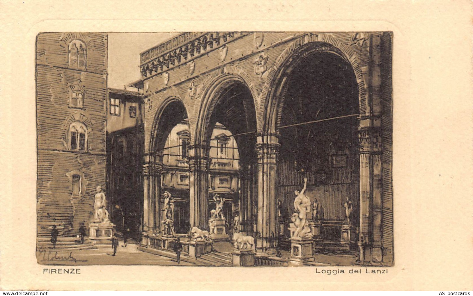 B378 Italy Firenze Florence Loggia dei Lanzi vintage postcard