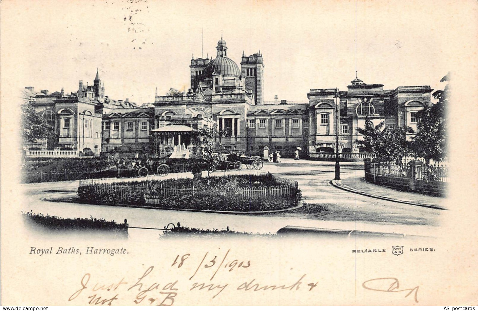 B379 England 1903 Royal Baths Harrogate postcard