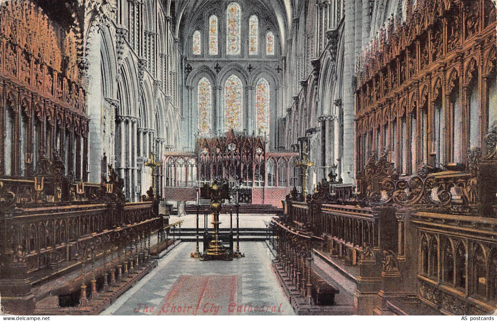 B388 England Choir Ely Cathedral vintage postcard