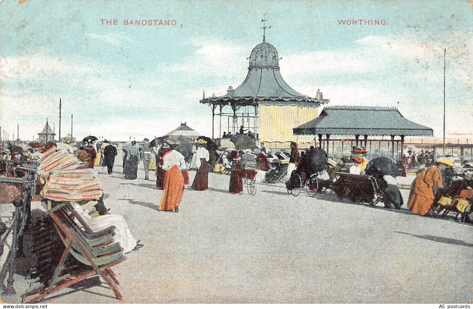 B394 England 1909 Worthing Bandstand vintage postcard