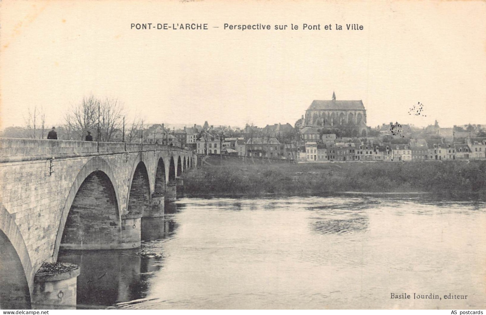 B481 France Pont de l'Arche Perspective sur le Pont et Ville Bridge postcard