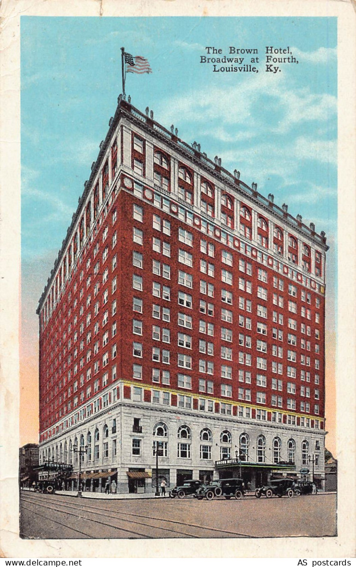 B510 US 1928 Brown Hotel Broadway at Fourth Louisville Kentucky vintage postcard
