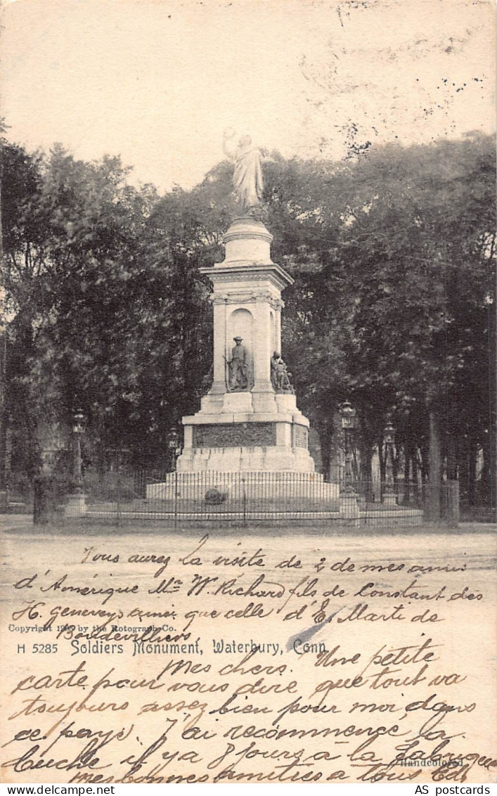 B511 US 1903 Soldiers Monument Waterbury Connecticut vintage postcard