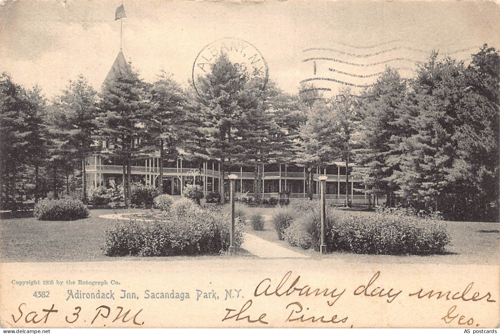 B515 US 1905 Adirondack Inn Sacandaga Park New York vintage postcard