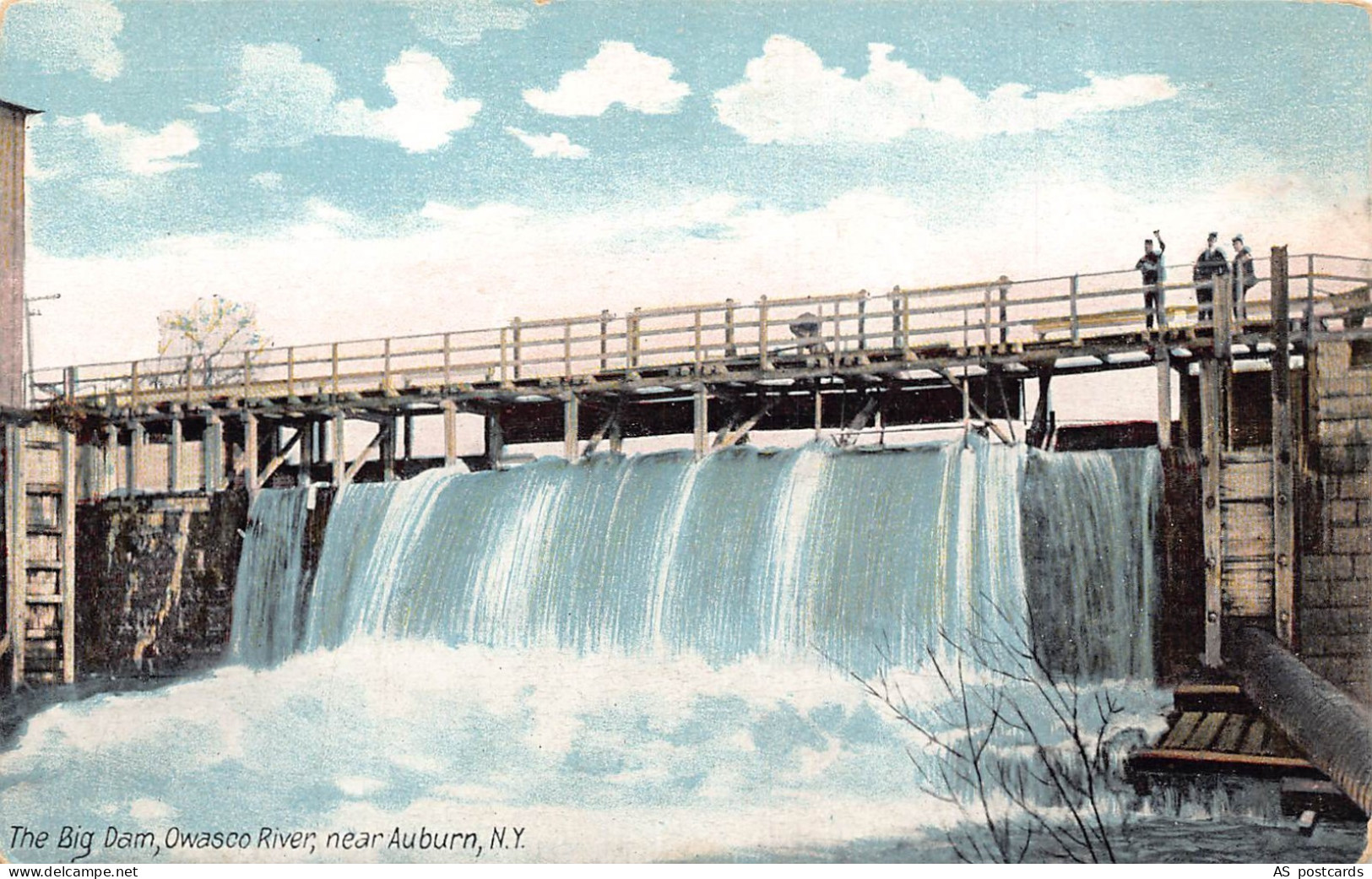 B515 US Big Dam Owasco River near Auburn New York vintage postcard