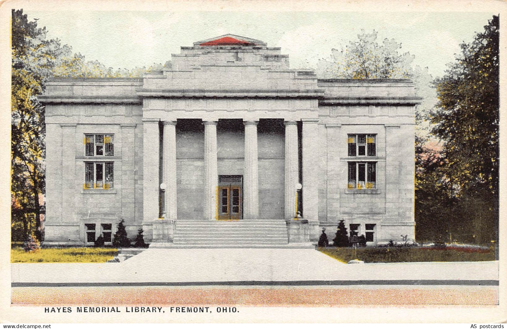B517 US Hayes Memorial Library Fremont Ohio vintage postcard