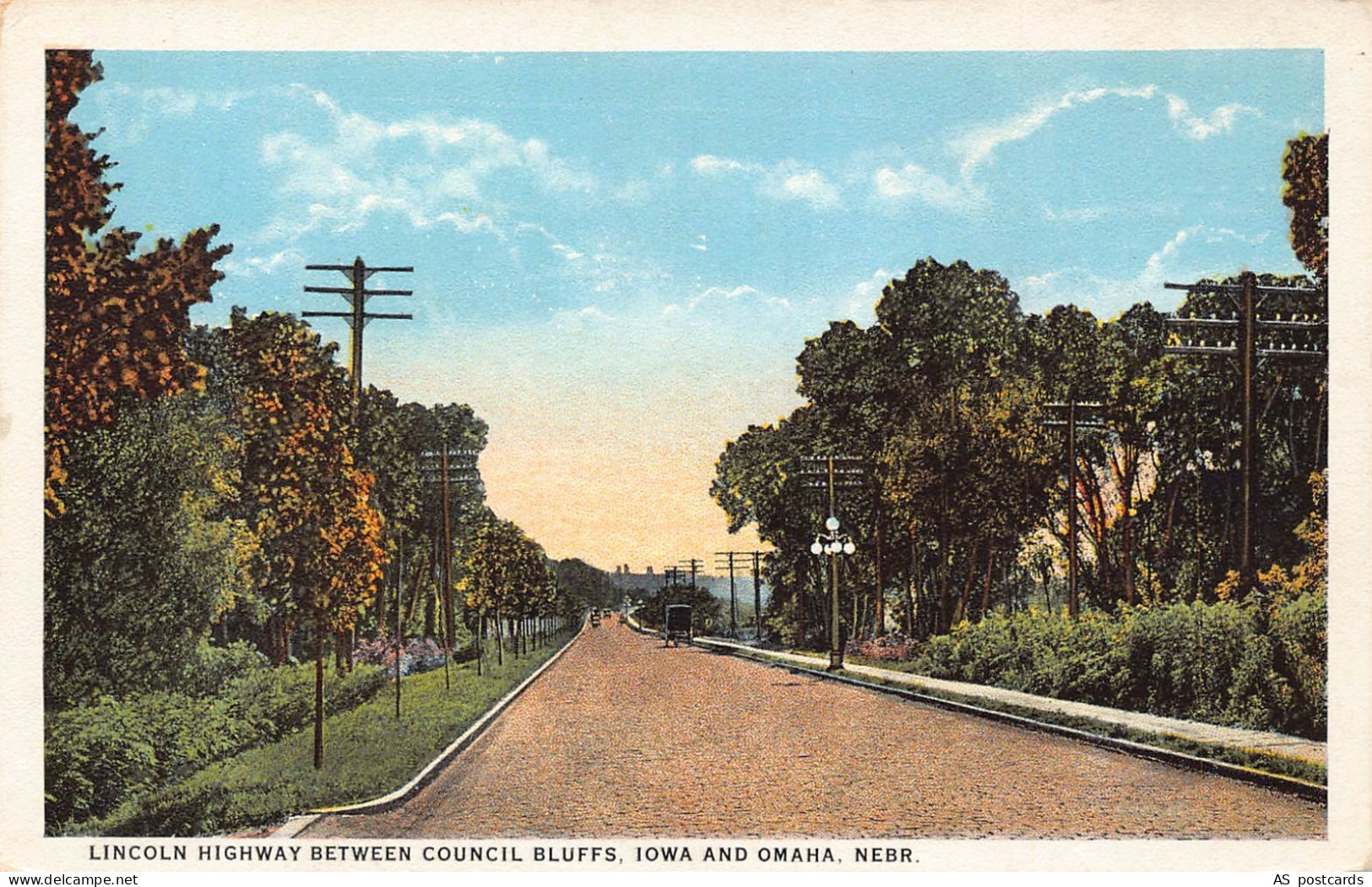 B517 US Lincoln Highway btw Council Bluffs Iowa and Omaha Nebraska postcard