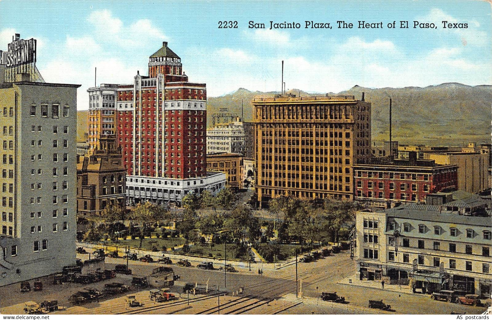 B518 US San Jacinto Plaza Heart of El Paso Texas vintage postcard