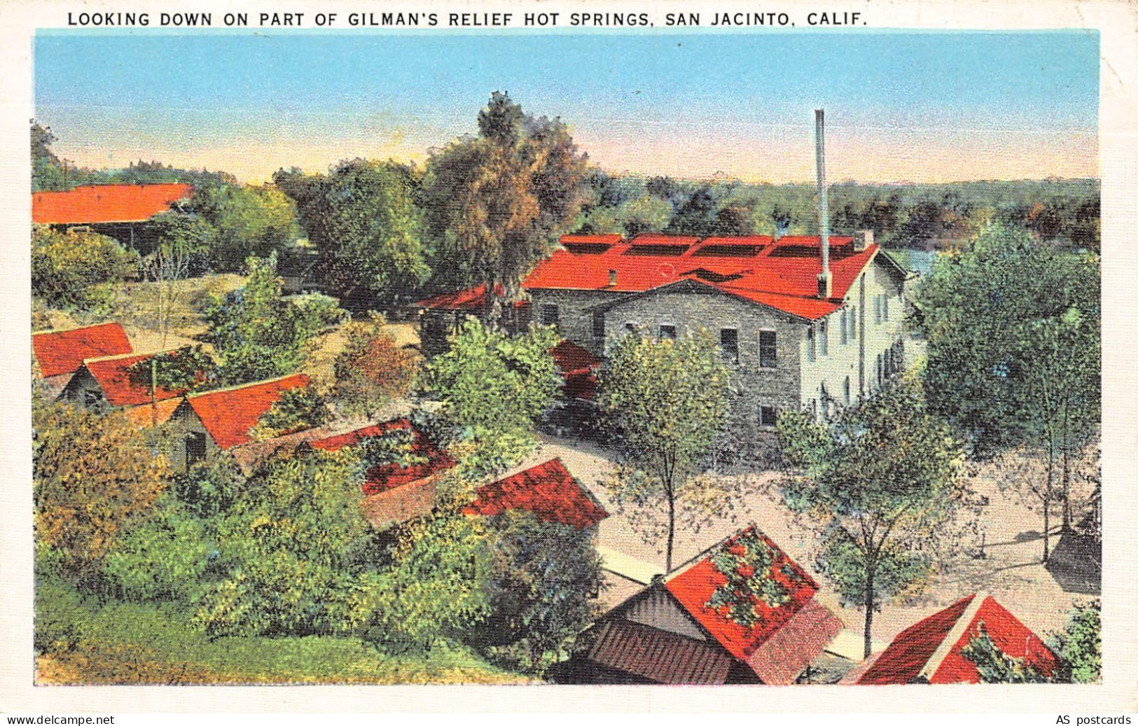 B521 US California Looking on Gilman's Relief Hot Springs San Jacinto postcard