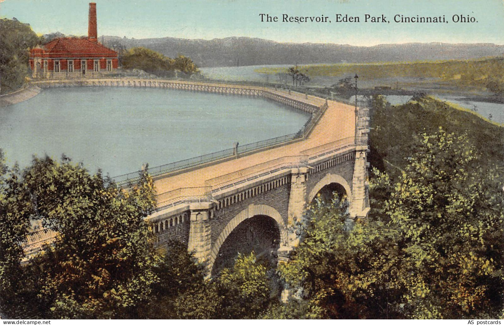 B521 US Reservoir Eden Park Cincinnati Ohio vintage postcard