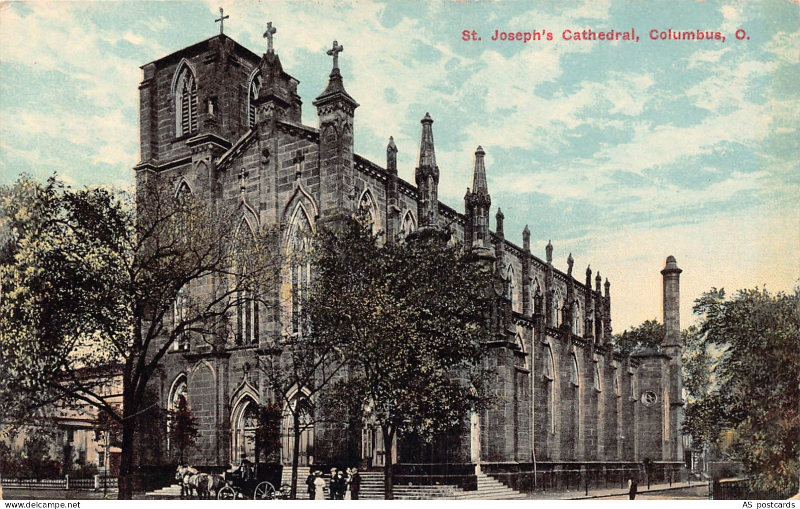 B521 US St Joseph's Cathedral Columbus Ohio vintage postcard