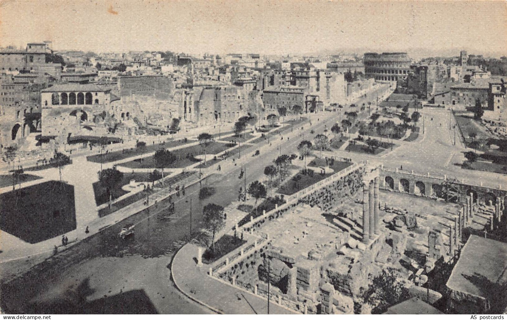 B569 Italy Roma Rome Via dell'Impero vintage postcard