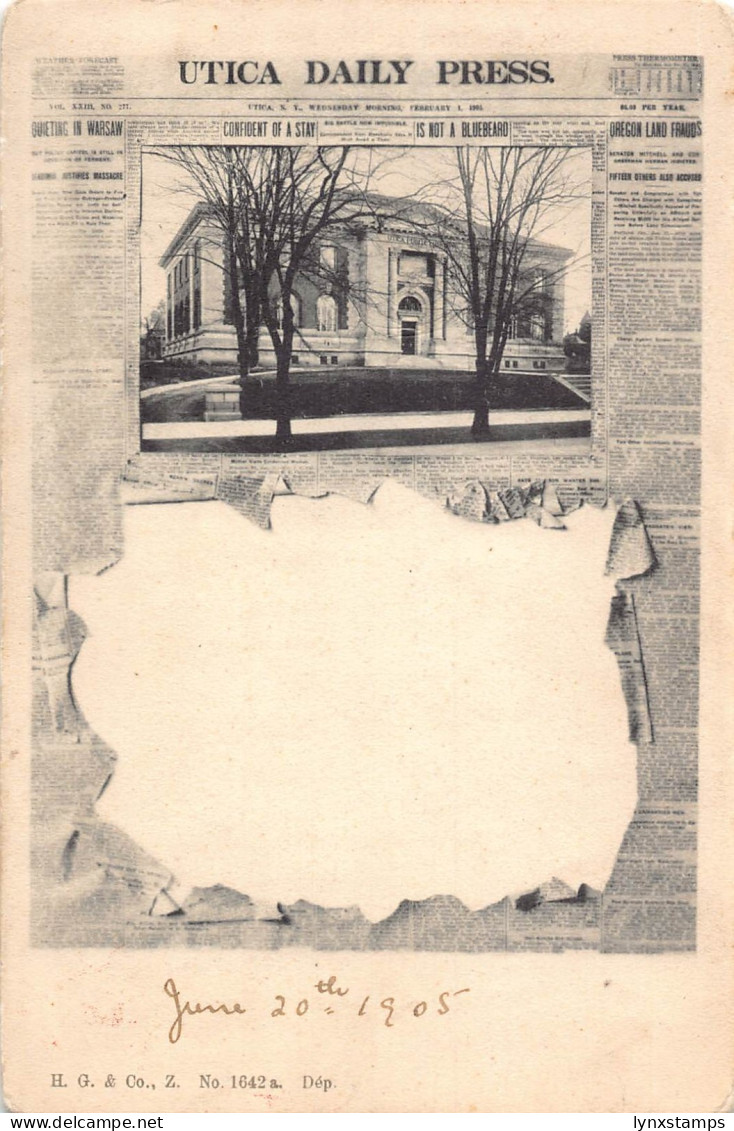 B588 Newspaper Cover US Utica Daily Press New York Passepartout postcard