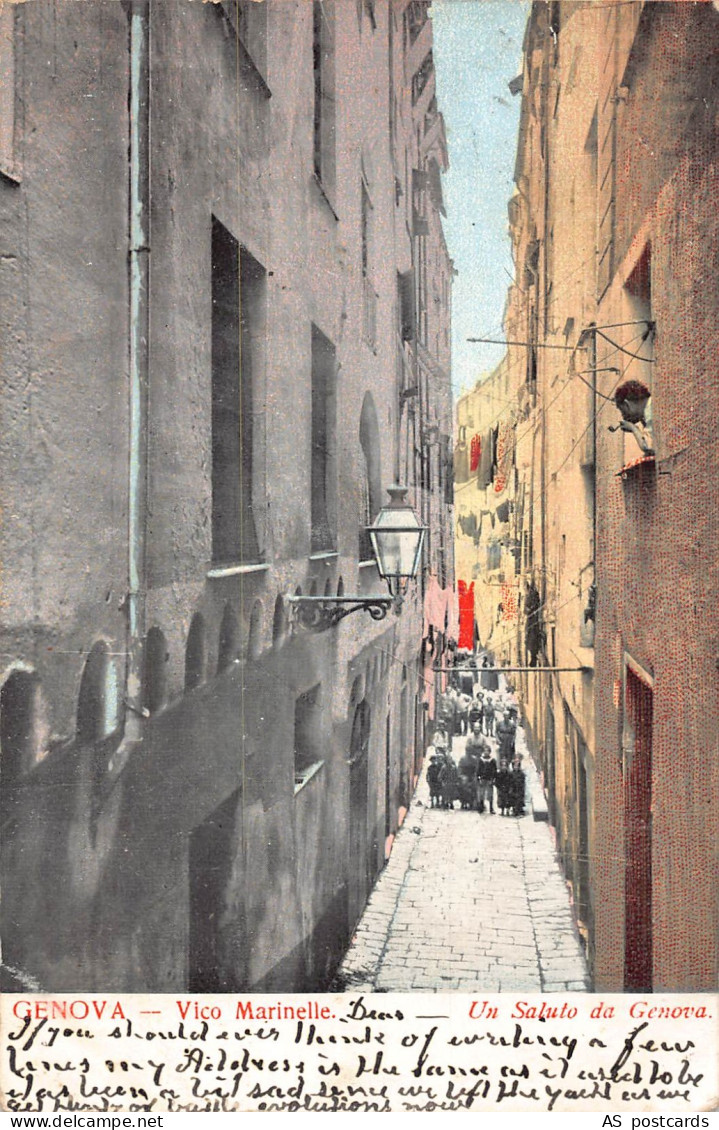 B654 Italy Un saluto da Genova Genoa Vico Marinelle vintage postcard