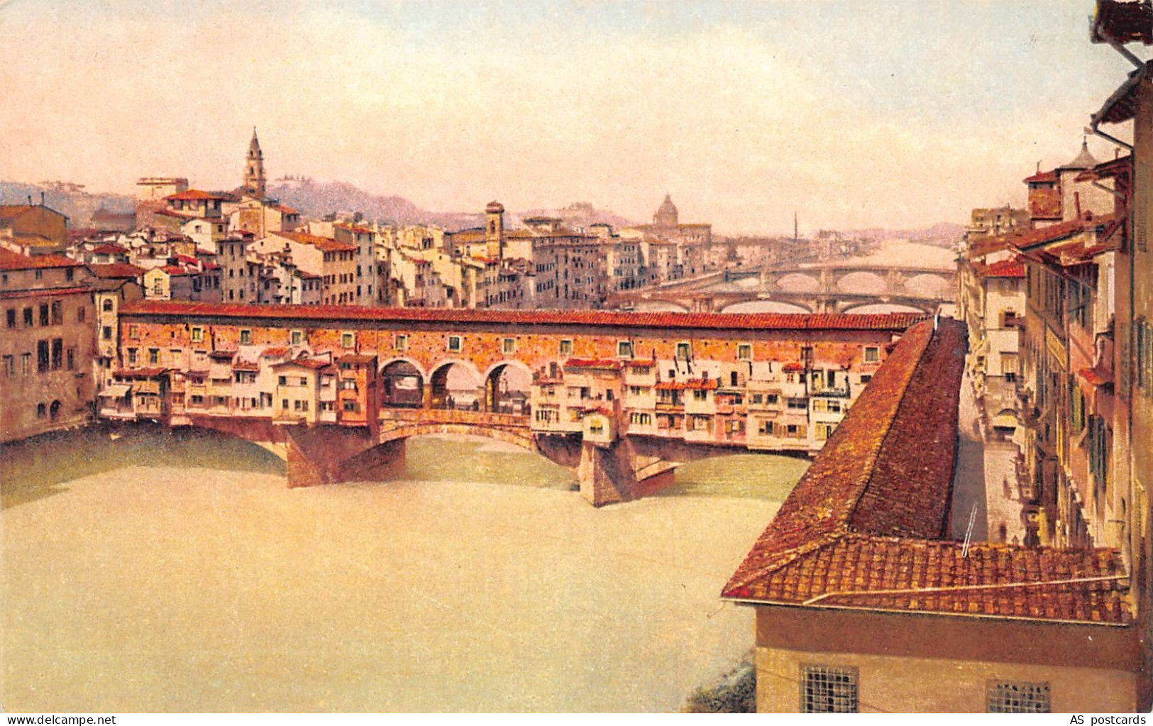 B658 Italy Firenze Florence Ponte Vecchio Bridge vintage postcard