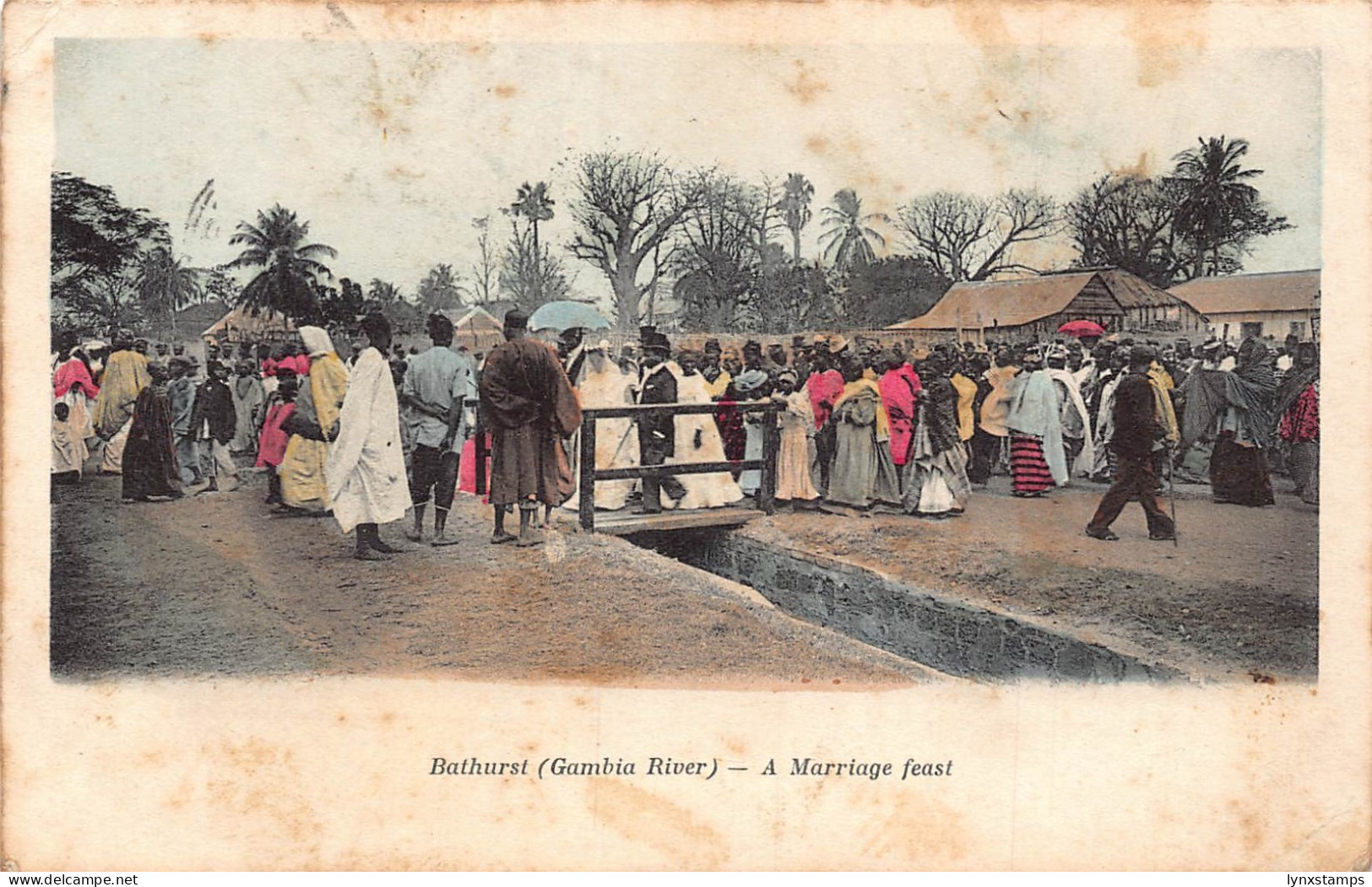 B667 Gambia Banjul Bathurst Gambia River Marriage Feast Natives postcard