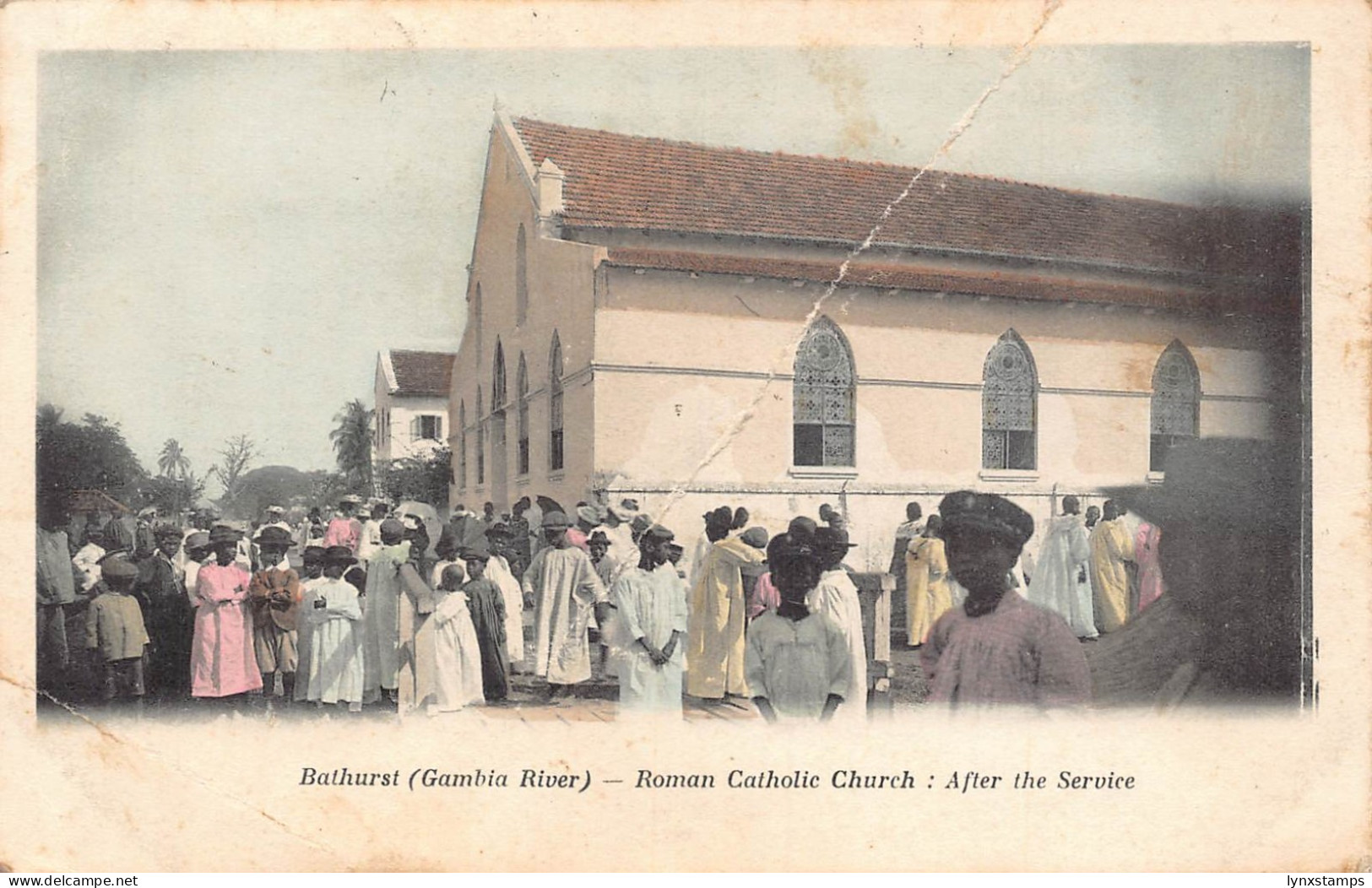 B668 Gambia Banjul Bathurst Roman Catholic Church After Service 1905 postcard