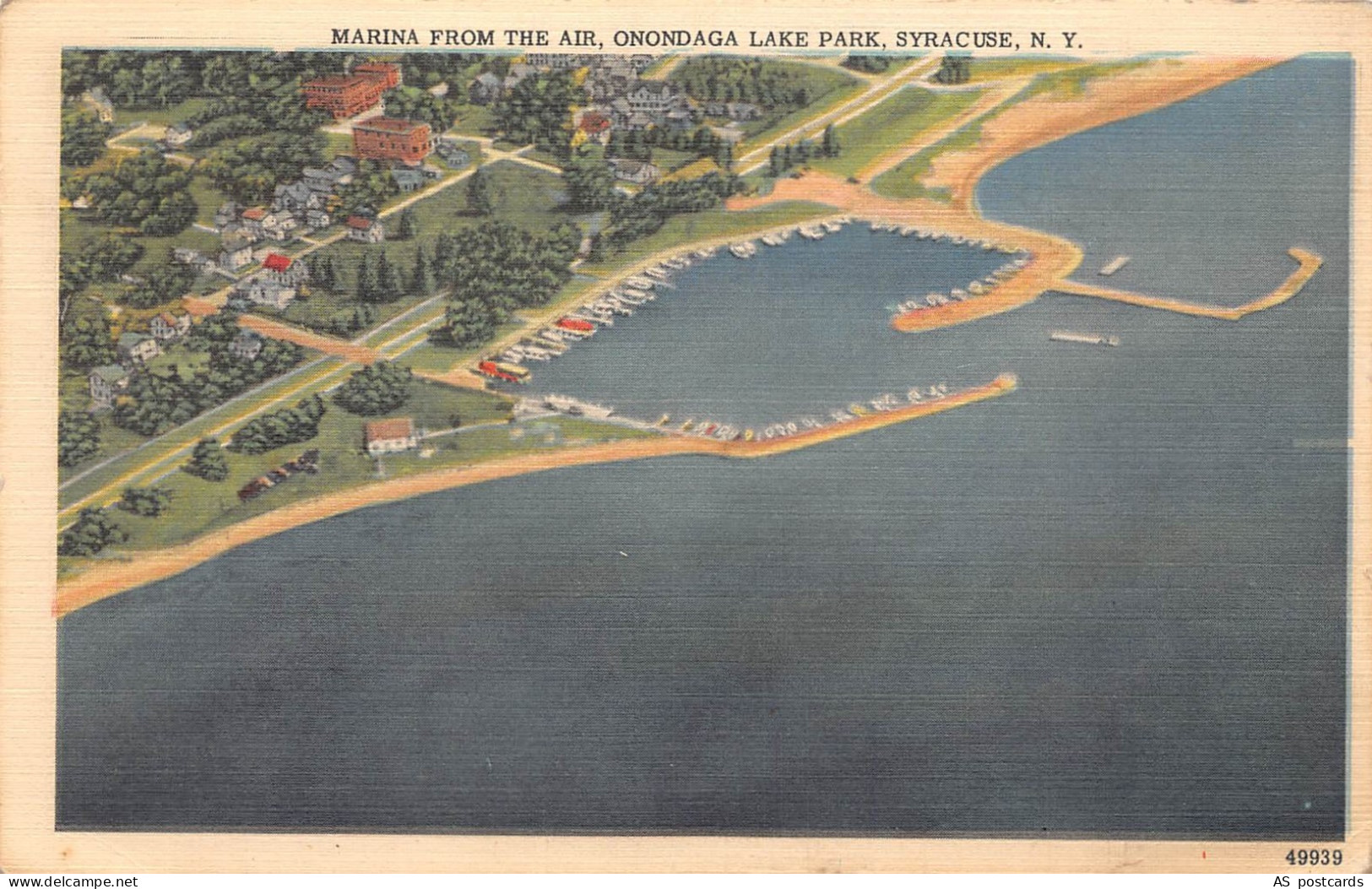 B670 US 1950 Marina from Air Onondaga Lake Park Syracuse New York postcard