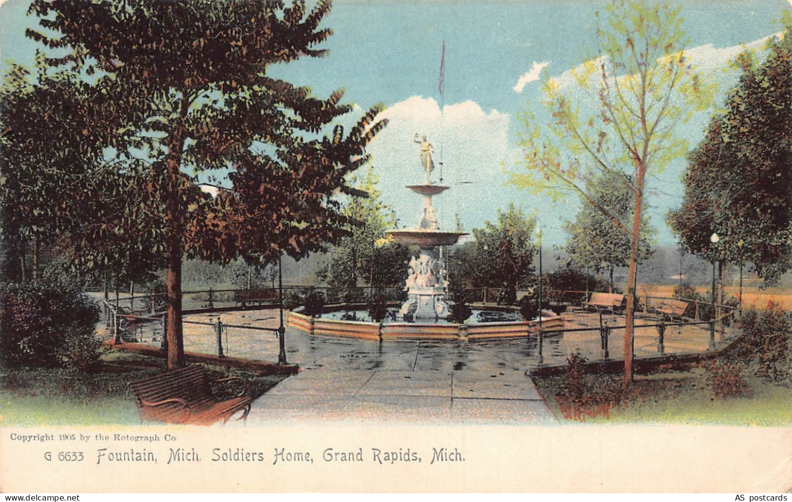 B671 US 1907 Fountain Michigan Soldiers Home Grand Rapids Michigan postcard