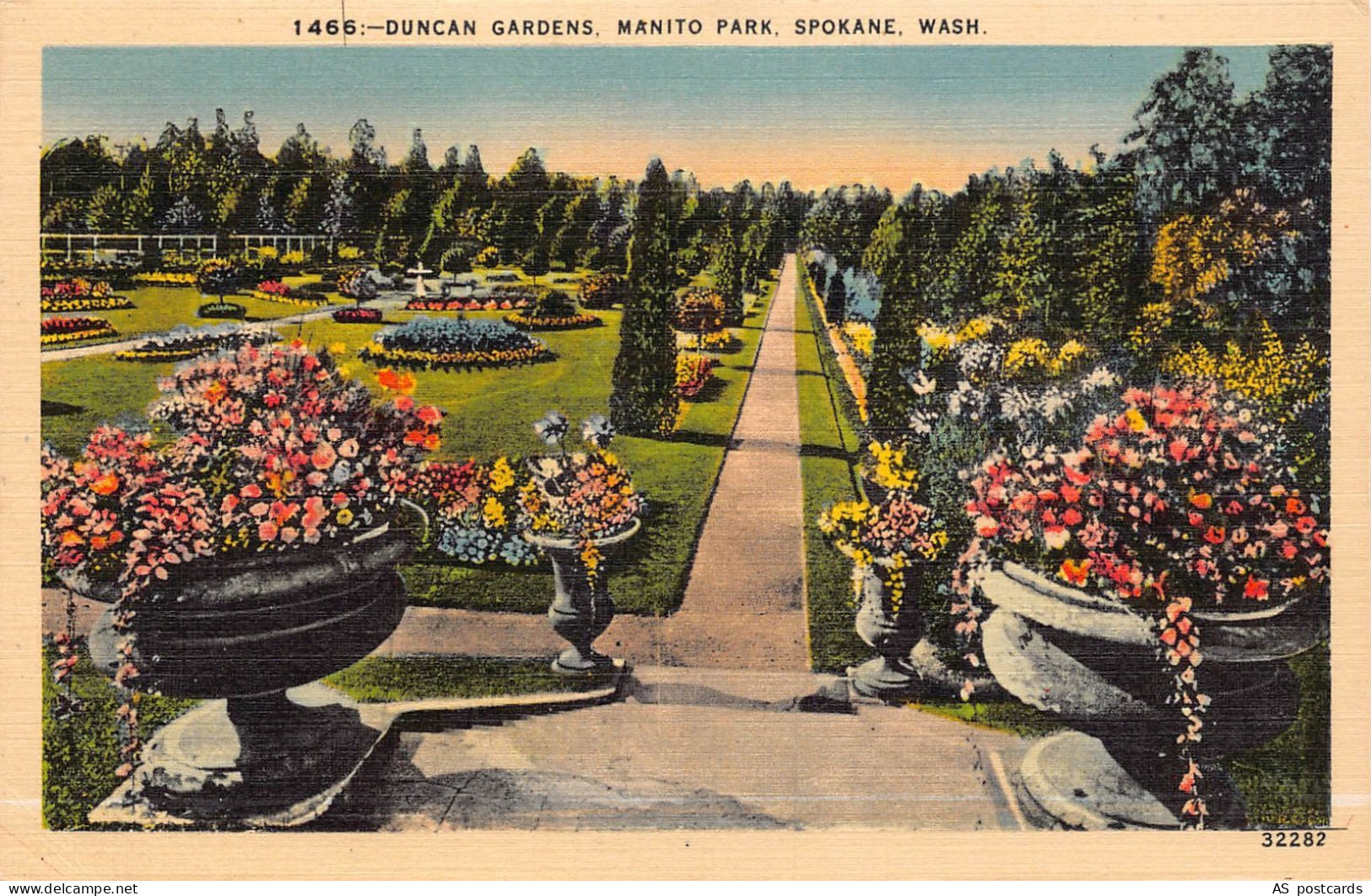 B671 US Duncan Gardens Manito Park Spokane Washington postcard